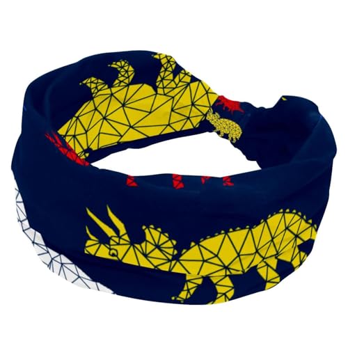 Dinosaurier-Stirnbänder für Damen und Mädchen, breites Stirnband, geknotetes Kreuz-Turban-Stirnband, rutschfestes Haarband für Yoga, Workout, Laufen von RODAILYCAY