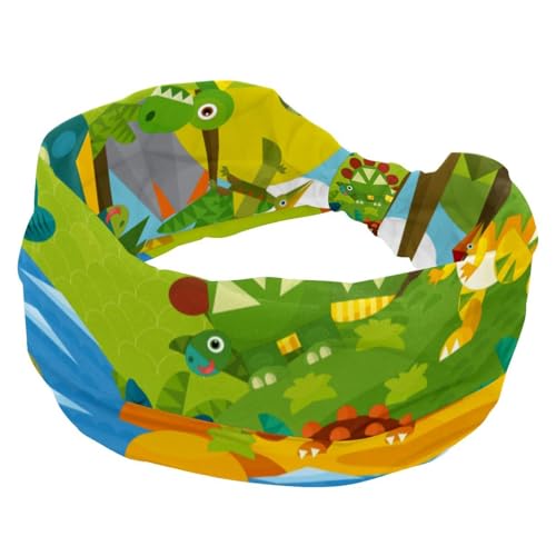 Dinosaurier-Tier-Stirnbänder für Damen, elastisch, breit, Turban-Stirnband, weiche Stirnbänder, rutschfestes Haarband für Yoga, Workout, Sport, Laufen von RODAILYCAY