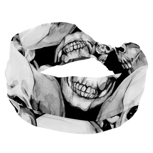 Elastische Stirnbänder für Frauen, Gothic Punk Schwarz Weiß Schädel Kopf Breites Haarband Rutschfestes Stirnband Schweißband Yoga Stirnband für Workout Sport Gym Laufen Fitness Elastische Stirnbänder für Frauen, Gothic Punk Schwarz Weiß Schädel Kopf Breites Haarband Rutschfestes Stirnband Schweißband Yoga Stirnband für Workout Sport Gym Laufen Fitness von RODAILYCAY