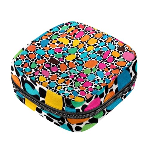 First Period Kit Bag für Mädchen und Frauen, Damenbinden-Aufbewahrungstasche, bunter Leopardenmuster, Menstruationstassenbeutel, femininer Menstruationstamponbeutelhalter von RODAILYCAY