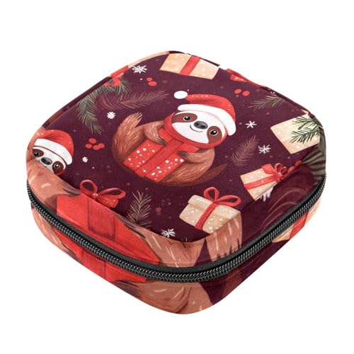 First Period Kit Tasche für Mädchen Frauen Damenbinden Aufbewahrungstasche Cartoon Faultier Weihnachten Hintergrund Menstruationstasse Beutel Feminine Menstruation Tampon Tasche Halter von RODAILYCAY