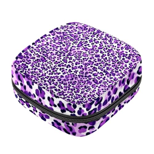 First Period Kit für Mädchen, lila Leopard Tampon Slipeinlagen, Menstruations-Geldbörse, Stilleinlagen-Halter mit Reißverschluss, hygienische Serviettentasche Organizer von RODAILYCAY
