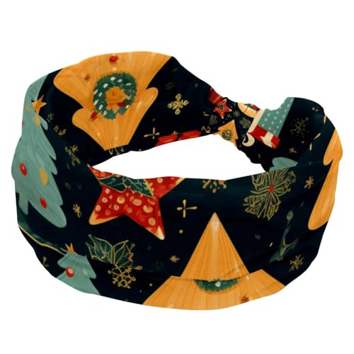 Frauen Stirnbänder, Twist-Geknotetes Haarband, breites Haarband, rutschfestes Haarband, Frohe Weihnachten, weich, dehnbar, Turban-Stirnbänder für Mädchen von RODAILYCAY