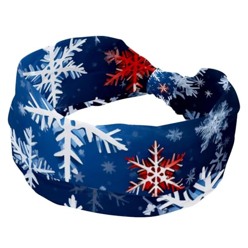 Frohe Weihnachten Schneeflocke Stirnbänder für Frauen Damen, rutschfestes Make-up-Stirnband, breites Turban-Haarband, geknotetes Haarwickel von RODAILYCAY