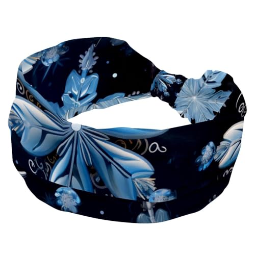 Frohe Weihnachten Schneeflocke Stirnbänder für Frauen Mädchen, elastisches Haarband, rutschfestes breites Stirnband, verdrehter Kopfwickel, Haarschmuck von RODAILYCAY