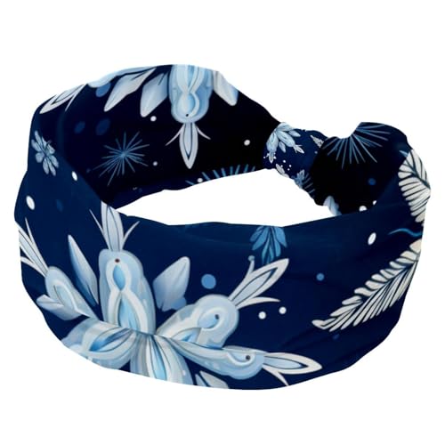 Frohe Weihnachten Schneeflocke Stretch Breite Stirnbänder Haarbänder für Frauen Mode Turban Stirnbänder Yoga Workout Schweißband Head Wrap Haarschmuck von RODAILYCAY
