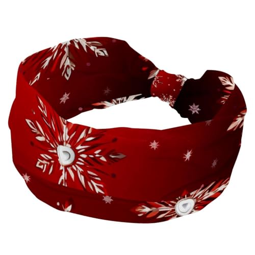 Frohe Weihnachten Schneeflocke Stretch Sport Stirnband für Frauen Weiches Stirnband Rutschfestes Haarband Haarschmuck Twist Knotenhaarband von RODAILYCAY
