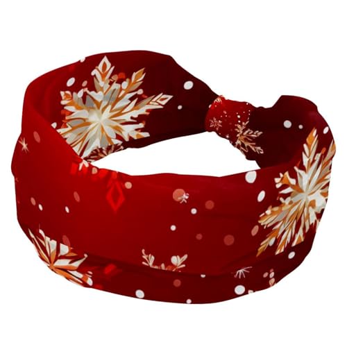 Frohe Weihnachten Schneeflocke dehnbare Stirnbänder für Frauen Twisted Knot Turban Hair Wrap Yoga Workout Sport Stirnband Breites Haarband für Mädchen Damen von RODAILYCAY