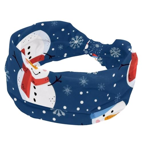 Frohe Weihnachten Schneeflocken Schneemann Stretch Breite Stirnbänder Haarbänder für Frauen Mode Turban Stirnbänder Yoga Workout Schweißband Head Wrap Haarschmuck von RODAILYCAY