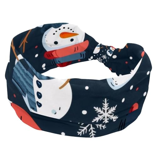Frohe Weihnachten Schneemänner Schneeflocke Stirnband für Mädchen Frauen Kreuz Twist Breites Haarband Weiches Turban Stirnband Elastische Yoga Workout Kopfbedeckung von RODAILYCAY