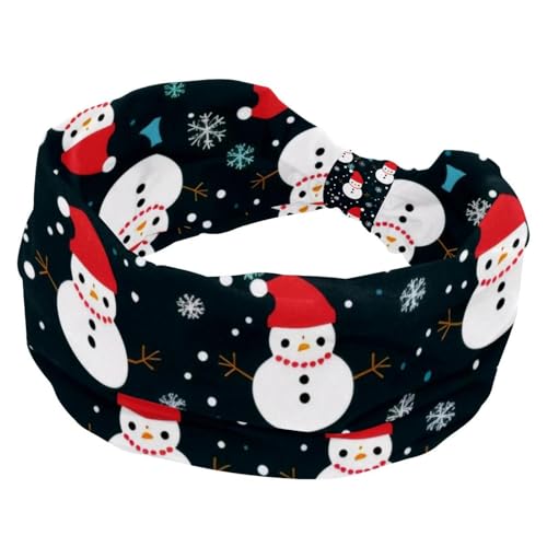 Frohe Weihnachten Schneemann Breite Stirnbänder Haarbänder für Frauen Dehnbares Stirnband Elastische Kopfwickel Haarschmuck Verdrehtes Kreuz Haarband von RODAILYCAY