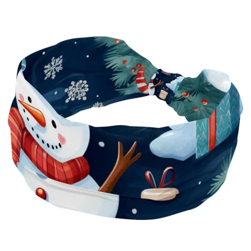 Frohe Weihnachten Schneemann Frauen Stirnbänder Breit Haar Wrap Twist Knoten Haarband Rutschfestes Haarband Weich Dehnbar Turban Stirnbänder für Mädchen von RODAILYCAY