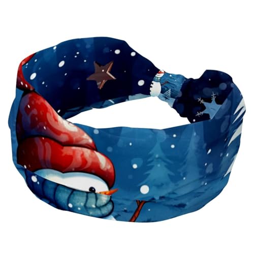 Frohe Weihnachten Schneemann Stirnbänder für Frauen Damen, rutschfestes Make-up-Stirnband, breites Turban-Haarband, geknotetes Haarwickel von RODAILYCAY