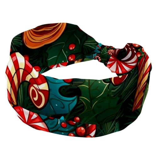 Frohe Weihnachten Stirnbänder für Frauen Workout, weiche Turban-Stirnbänder, modische breite Haarbänder, rutschfest, dehnbare Kopfwickel von RODAILYCAY