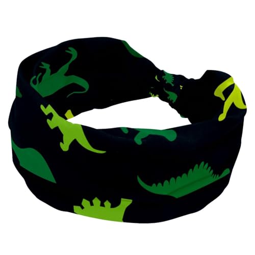 Gelb-Grünes Dinosaurier-Muster, schwarz, breite Stirnbänder für Damen, rutschfest, Turban-Stirnband, elastische Haarbänder, Yoga-Haarband, Schweiß-Sport, Workout, Headwrap von RODAILYCAY