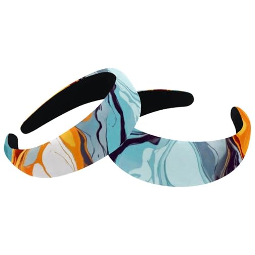 Gepolsterte Stirnbänder, Marmor-Textur, nahtloses Muster, modisch, dick, breit, Samt-Haarreifen, Stirnbänder für Damen und Mädchen, Haar-Accessoires, 2 Stück von RODAILYCAY