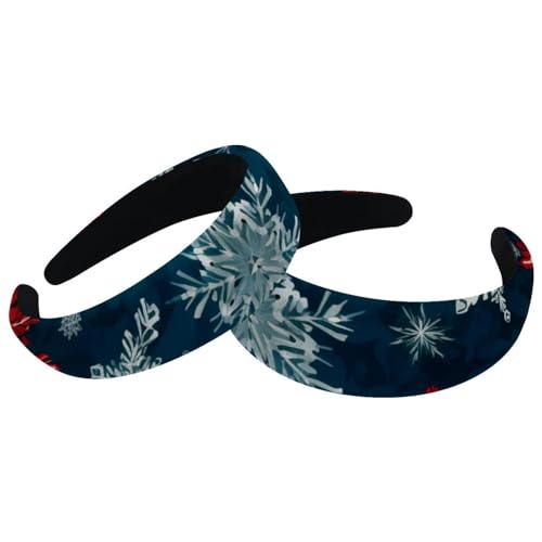 Gepolsterte Stirnbänder, modisch, dick, breit, Frohe Weihnachten, Schneeflocken-Stirnbänder für Damen und Mädchen, Samt-Haarschmuck, 2 Stück von RODAILYCAY