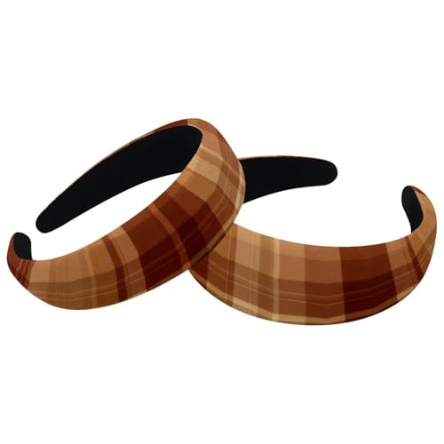 Gepolsterte Stirnbänder, modisch, dick, breit, kariert, für Damen und Mädchen, Samt-Haarreifen, Haarschmuck, 2 Stück von RODAILYCAY