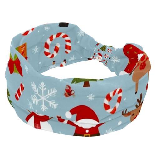 Haarbänder für Frauen, breite Stirnbänder, dehnbares Stirnband, Weihnachten, Schneemann, Weihnachtsmann, Hirsch, elastisches Kopfwickel, Haarzubehör, gedrehtes Kreuz-Haarband von RODAILYCAY