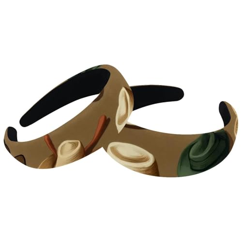 Haarband für Damen, rutschfest, West-Stil, Cowboy-Hüte, nahtlos, niedlich, dickes Haar, breite Oberseite, Haarschmuck, 2 Stück von RODAILYCAY