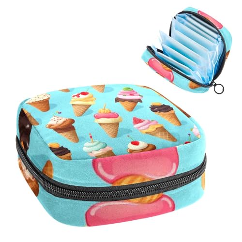 Ice Cream-656 First Period Kit für Mädchen, Tampon-Slipeinlagen, Menstruations-Geldbörse, Stilleinlagen-Halter mit Reißverschluss, hygienischer Serviettenbeutel-Organizer von RODAILYCAY
