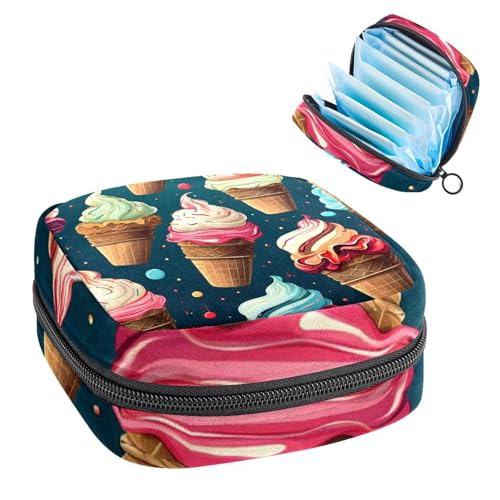 Ice Cream-711 First Period Kit für Mädchen, Tampon-Slipeinlagen, Menstruations-Geldbörse, Stilleinlagen-Halter mit Reißverschluss, hygienischer Serviettenbeutel-Organizer von RODAILYCAY