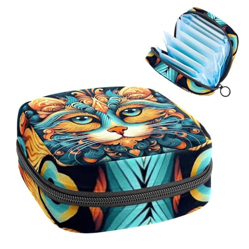 Katzenmuster-1624 Erste Periode Kit für Mädchen, Tampon-Slipeinlagen, Menstruations-Geldbörse, Stilleinlagen-Halter mit Reißverschluss, Hygiene-Serviettenbeutel-Organizer von RODAILYCAY