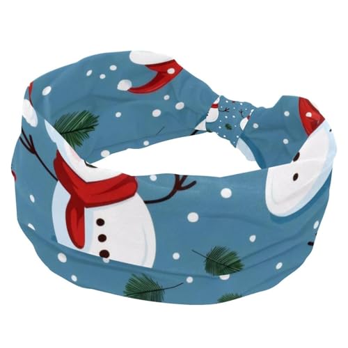 Kreuz Twist Breites Haarband, Stirnband für Mädchen und Frauen, Frohe Weihnachten, Schneemann, Schneeflocke, weiches Turban-Stirnband, elastisches Yoga-Workout-Kopfstück von RODAILYCAY