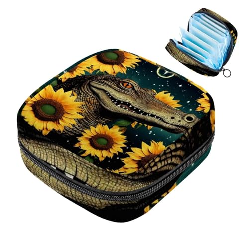 Krokodil Star Sunflower-2130 Erste Periode Kit für Mädchen, Tampon-Slipeinlagen, Menstruations-Geldbörse, Stilleinlagen-Halter mit Reißverschluss, hygienischer Serviettenbeutel-Organizer von RODAILYCAY