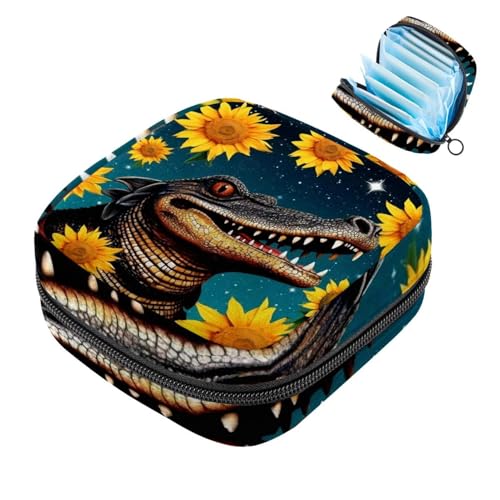 Krokodil Star Sunflower-2174 Erste Periode Kit für Mädchen, Tampon-Slipeinlagen, Menstruations-Geldbörse, Stilleinlagen-Halter mit Reißverschluss, hygienischer Serviettenbeutel-Organizer von RODAILYCAY