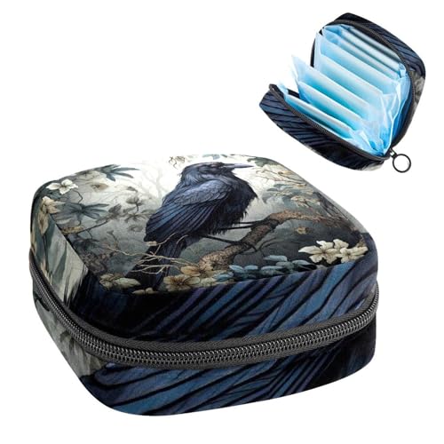 Menstruationstassenbeutel mit Reißverschluss, Aufbewahrungsbeutel für Damenbinden, Crow-1853, weiche Tampon-Sammeltasche, Geldbörse für Mädchen, Frauen, Damen von RODAILYCAY