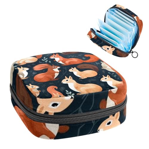 Menstruationstassenbeutel mit Reißverschluss, Aufbewahrungsbeutel für Damenbinden, Eichhörnchen-1138, weiche Tampon-Sammeltasche, Geldbörse für Mädchen, Frauen, Damen von RODAILYCAY