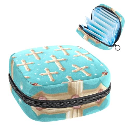 Menstruationstassenbeutel mit Reißverschluss, Aufbewahrungsbeutel für Damenbinden, Osterkreuz, 236 weiche Tampons zum Sammeln, Geldbörse für Mädchen, Frauen, Damen von RODAILYCAY