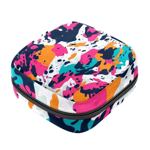 Menstruationstassenbeutel mit Reißverschluss, Aufbewahrungsbeutel für Damenbinden, buntes Marmormuster, weiche Tampon-Sammeltasche, Geldbörse für Mädchen und Damen von RODAILYCAY