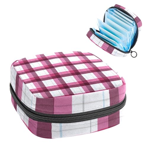 Menstruationstassenbeutel mit Reißverschluss, Aufbewahrungsbeutel für Damenbinden, rosa und weiß, kariert, weich, für Tampons, Sammeltasche, Geldbörse für Mädchen, Damen, feminin von RODAILYCAY