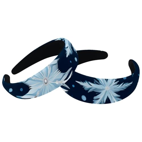Modische gepolsterte Stirnbänder, dick, breit, Frohe Weihnachten, Schneeflocken-Stirnbänder für Damen und Mädchen, Samt-Haarschmuck, 2 Stück von RODAILYCAY