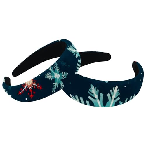 Modische gepolsterte Stirnbänder für Damen und Mädchen, Frohe Weihnachten, Schneeflocke, dick, breit, Samt-Haarreifen, Haarschmuck, 2 Stück von RODAILYCAY