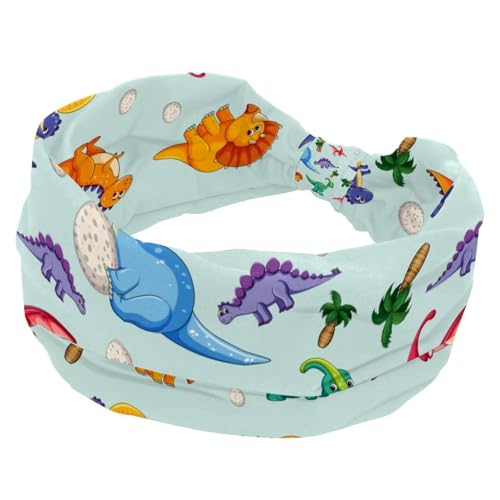 Modisches breites Stirnband, Stirnbänder für Damen, Dinosaurier-Tier-Kreuz-elastisches Kopfwickel, Schweiß-Sport, Workout, Turban-Stirnband von RODAILYCAY