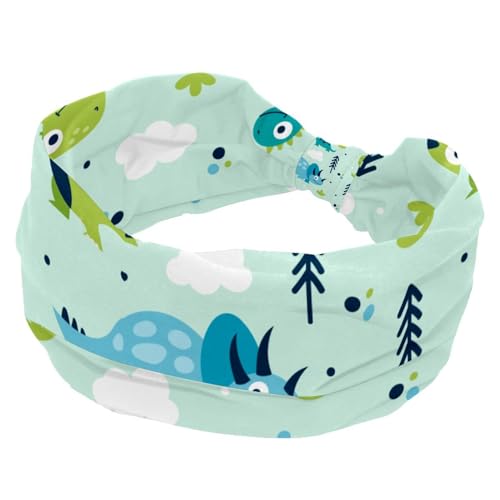 Niedliche Dinosaurier-Stirnbänder für Damen, elastisch, rutschfest, Turban-Stirnband für Workout, Yoga, Sport, Laufen von RODAILYCAY