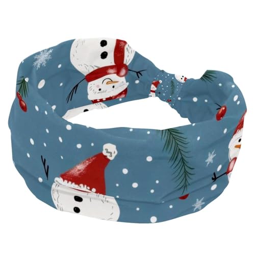 Niedliche Frohe Weihnachten Schneemann Stretch Breite Stirnbänder Haarband für Frauen Mode Turban Stirnbänder Yoga Workout Schweißband Head Wrap Haarschmuck von RODAILYCAY