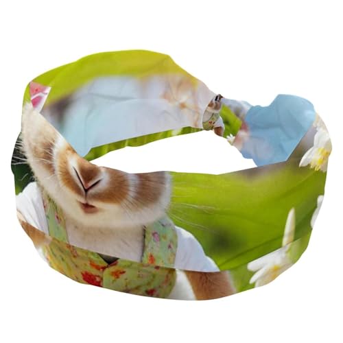 Niedliche Oster-Hasen-Stirnbänder für Damen, Workout, weiche Turban-Stirnbänder, modische breite Haarbänder, rutschfest, dehnbare Kopfwickel von RODAILYCAY
