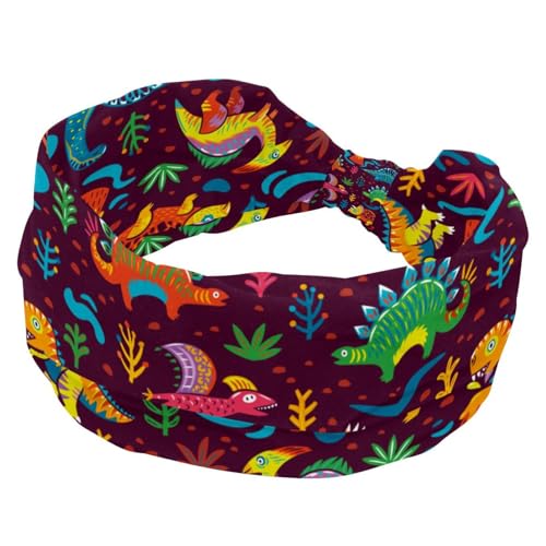 Niedliche rote Dinosaurier-Haarbänder für Damen, rutschfest, Turban-Stirnband, elastische Haarbänder, Yoga-Haarband, Schweiß-Sport, Workout, Headwrap von RODAILYCAY