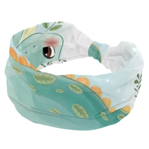 Niedlicher Dinosaurier-Druck, breite Haarbänder, weiches Turban-Stirnband, rutschfeste Kopfwickel, elastisches Schweiß-Yoga-Workout-Stirnband, geknotetes Haarband, Bandana von RODAILYCAY