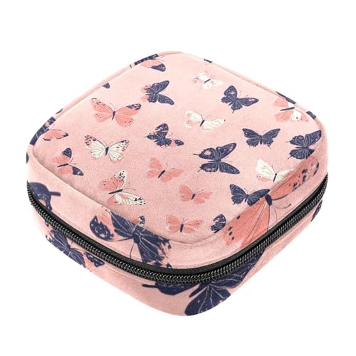 Perioden Kit Tasche für Damen Mädchen Frauen Damenbinden Entsorgungsbeutel Schmetterling Muster Große Kapazität Reißverschluss Menstruationspolster Beutel von RODAILYCAY