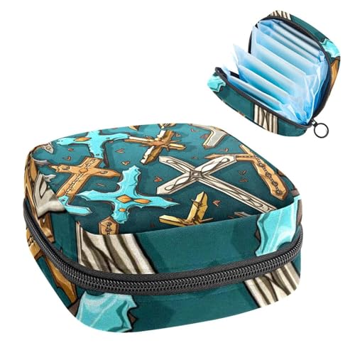 Perioden Kit Tasche für Mädchen Frauen Damen, Ostern Kreuz-218 Damenbinden Entsorgungsbeutel, große Kapazität, Reißverschluss Menstruationspad-Tasche von RODAILYCAY