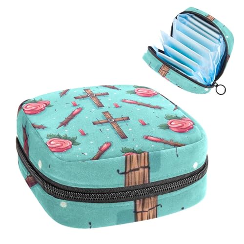 Perioden Kit Tasche für Mädchen Frauen Damen, Ostern Kreuz 328 Damenbinden Entsorgungsbeutel, große Kapazität Reißverschluss Menstruationspolster Beutel von RODAILYCAY