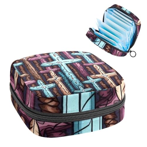 Perioden Kit Tasche für Mädchen Frauen Damen, Ostern Kreuz-416 Damenbinden Entsorgungsbeutel, große Kapazität, Reißverschluss Menstruationspad-Tasche von RODAILYCAY