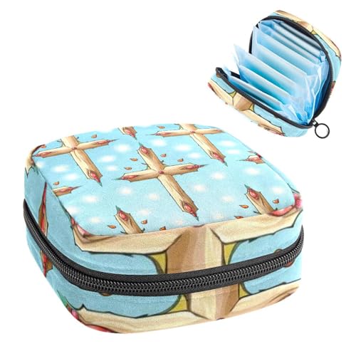 Perioden Kit Tasche für Mädchen Frauen Damen, Ostern Kreuz-427 Damenbinden Entsorgungsbeutel, großes Fassungsvermögen, Reißverschluss Menstruationspad-Tasche von RODAILYCAY