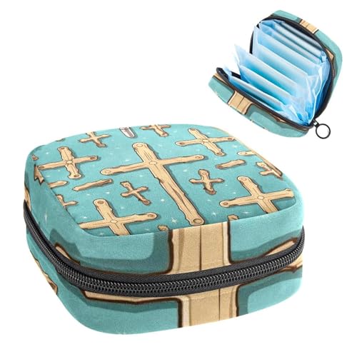 Perioden Kit Tasche für Mädchen Frauen Damen, Ostern Kreuz-493 Damenbinden Entsorgungsbeutel, großes Fassungsvermögen, Reißverschluss Menstruationspad-Tasche von RODAILYCAY