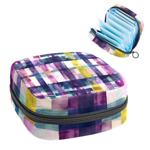 Perioden-Set-Tasche für Mädchen, Damen, Aquarell-Muster, künstlerische Geometrie, Streifen, kariert, Damenbinden-Entsorgungsbeutel, große Kapazität, Reißverschluss, Menstruationspad-Tasche Perioden-Set-Tasche für Mädchen, Damen, Aquarell-Muster, künstlerische Geometrie, Streifen, kariert, Damenbinden-Entsorgungsbeutel, große Kapazität, Reißverschluss, Menstruationspad-Tasche von RODAILYCAY